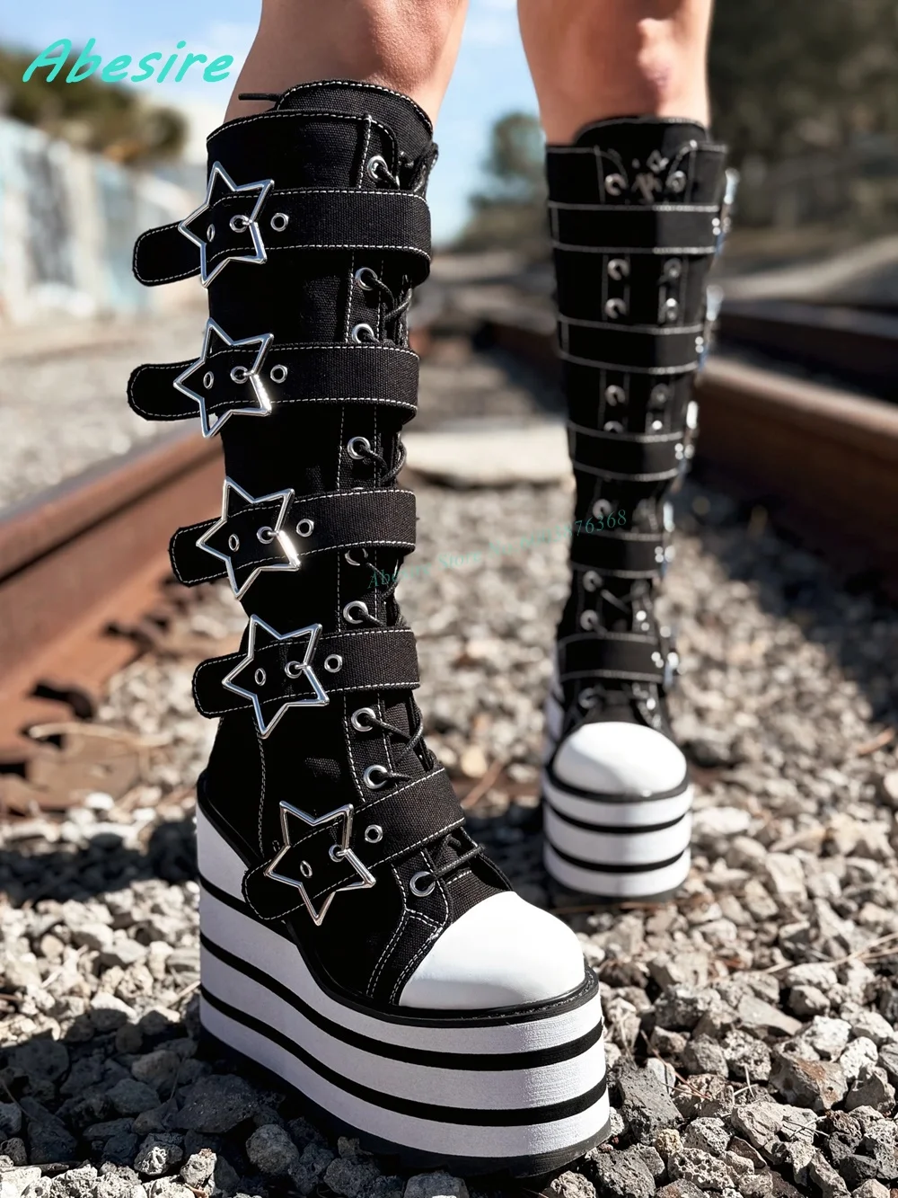 Women'S Fashion Winter 2026 - Ronde neus Platform Witte en zwarte