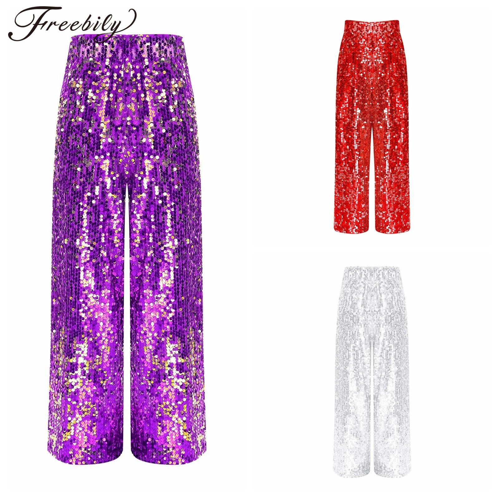 Women'S Fashion Trousers - Meisjes streetwear pailletten jazzdans kostuum glanzende