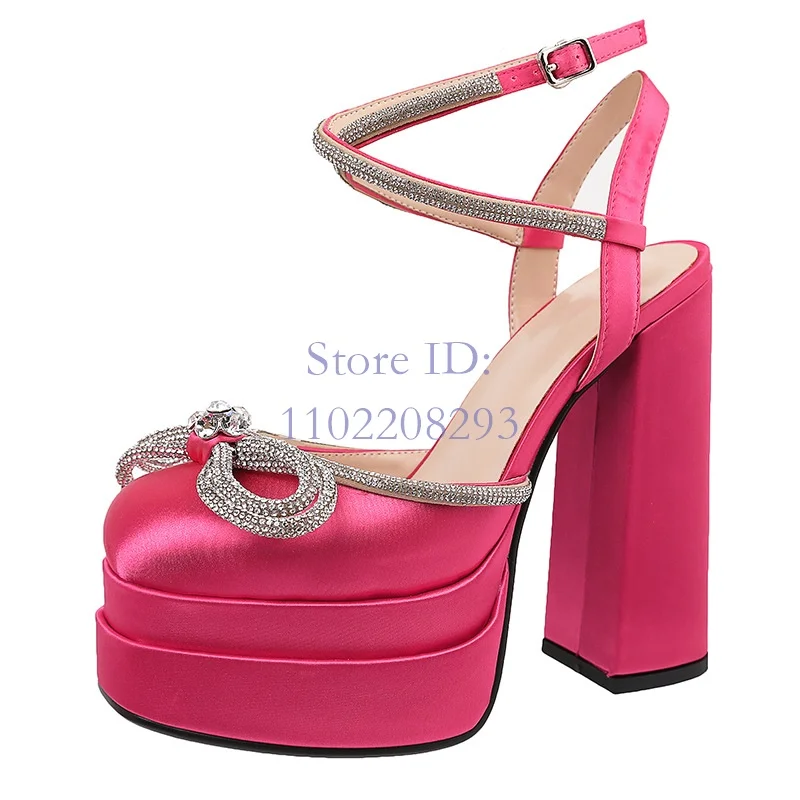 Women Fashion Show - Kristallen vlinderknoop sandalen Effen platform Ronde