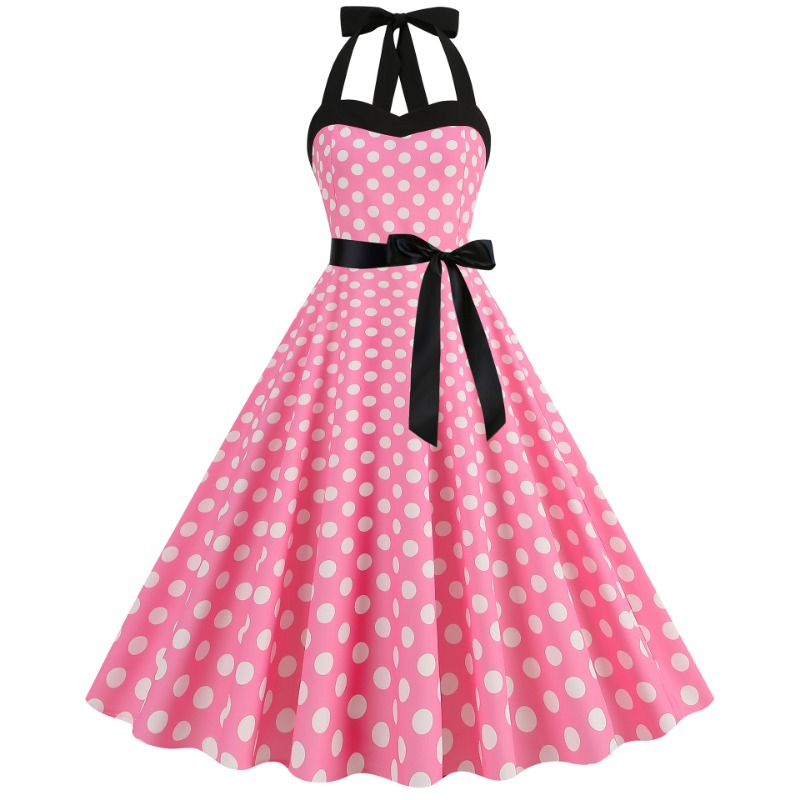 Women'S Fashion Of The 50S - Elegante Dames Polka Dot Jurk Zomer