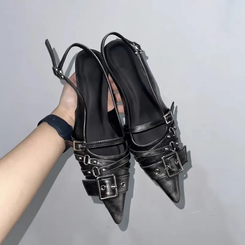 Women'S Fashion Q - Gespitst spitse pumps dames met riemgesp