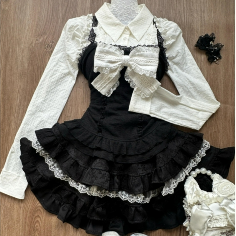 Women'S Y2K Fashion Aesthetic - Y2k Esthetische Lolita Stijl 3-delige Set