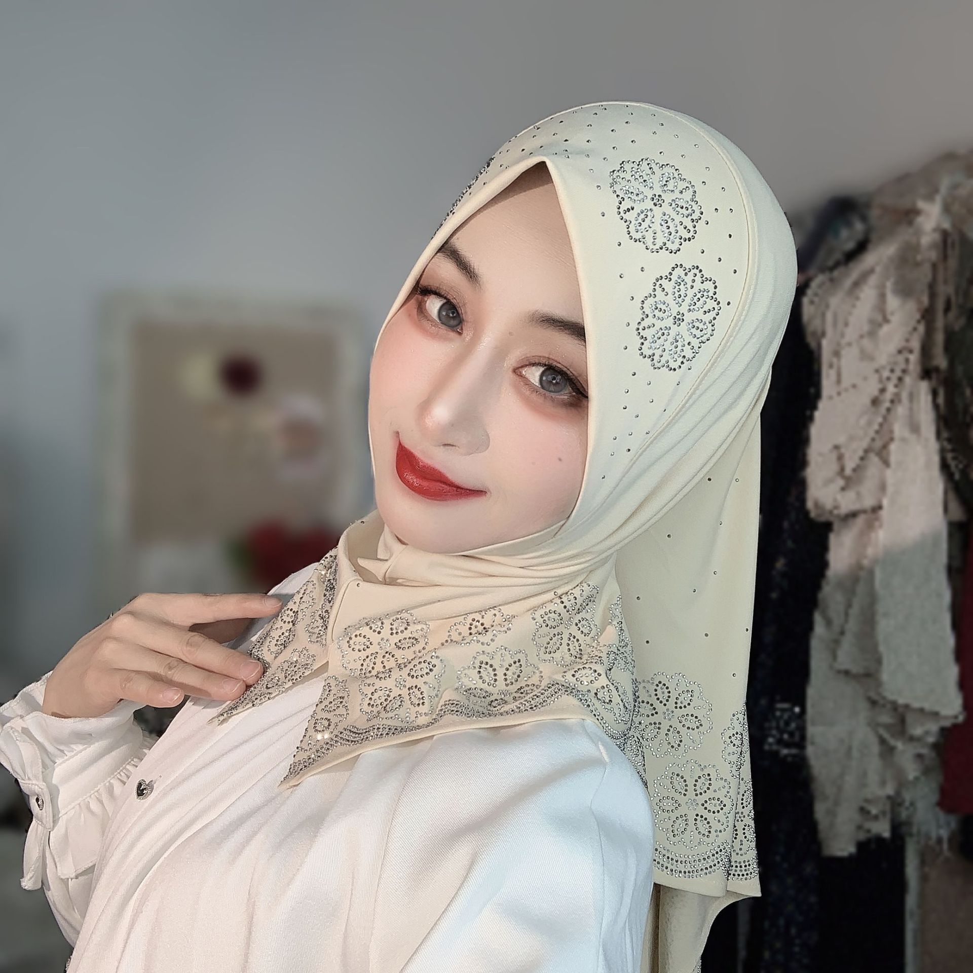 Women Fashion Wear - Kant-en-klare moslim hijab voor vrouwen, met