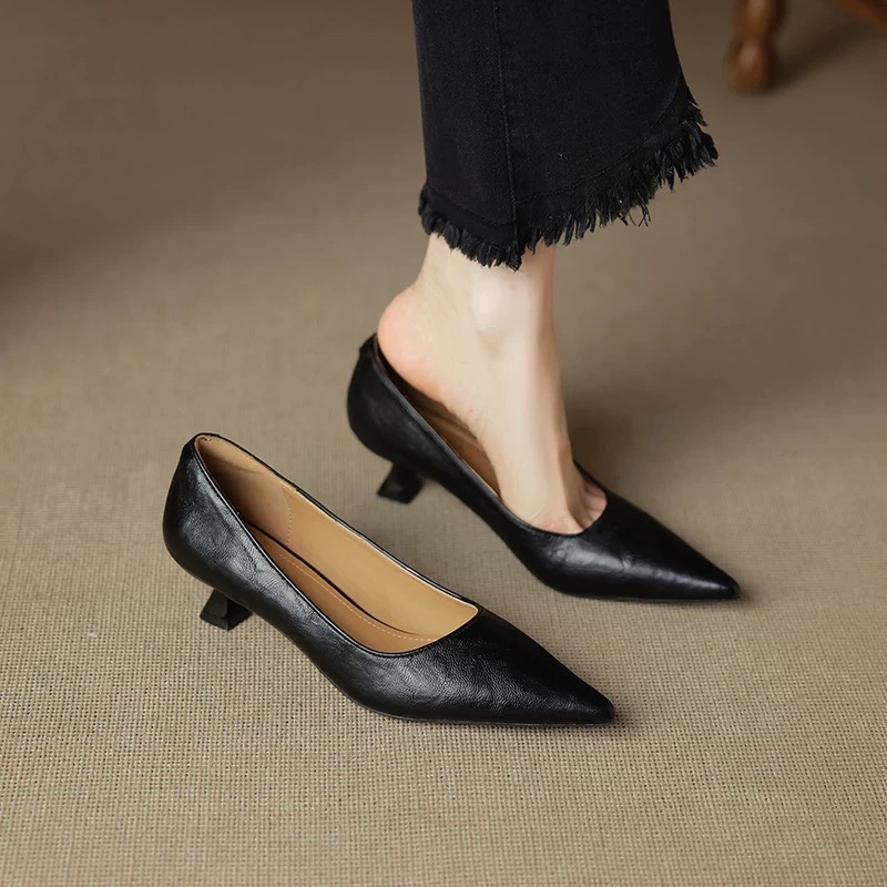 Women Fashion Wear - Eenvoudige stiletto enkele schoenen herfstmode suède