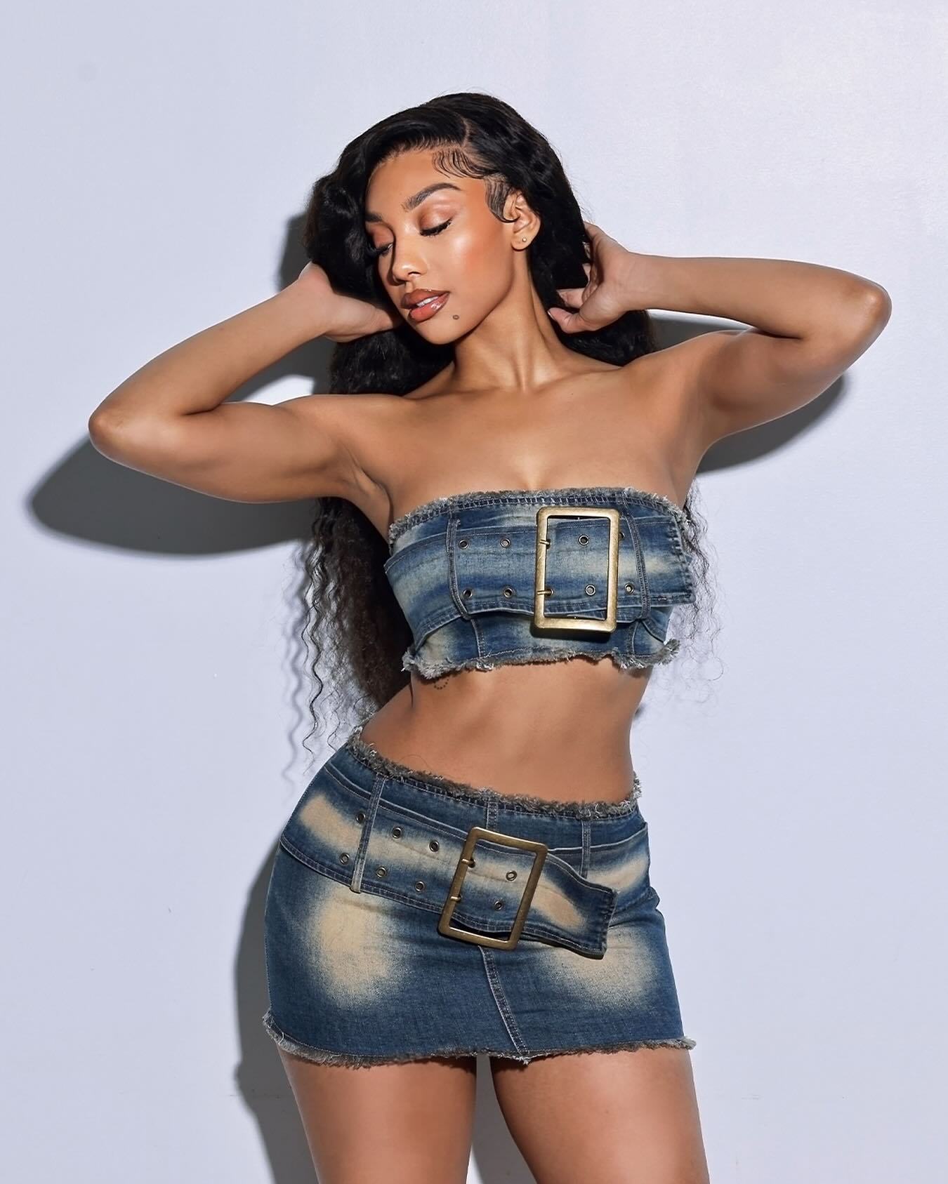 Denim Shorts Women - Denim 2-delige sets dames korte rok