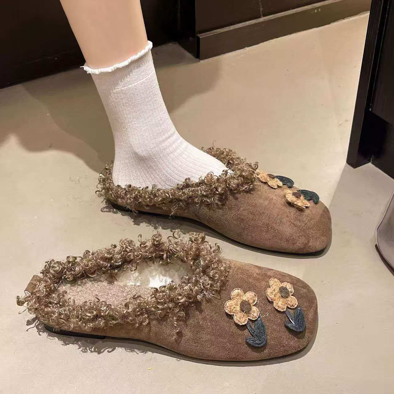 Women'S Fashion Winter 2026 - 2026 Herfst-winter platte pluche pantoffels met