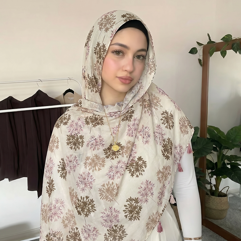 Women Fashion Wear - Elegante moslim hijab patchwork geometrische sjaal