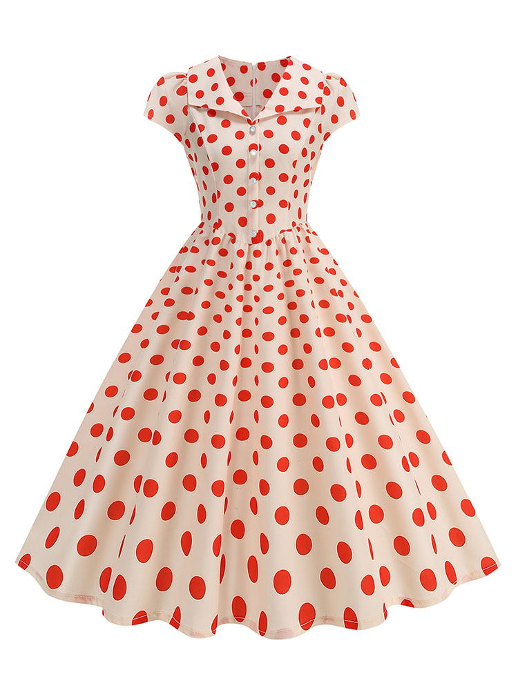 Women'S Fashion Of The 50S - Dames zomerjurk met stippen, jaren 50