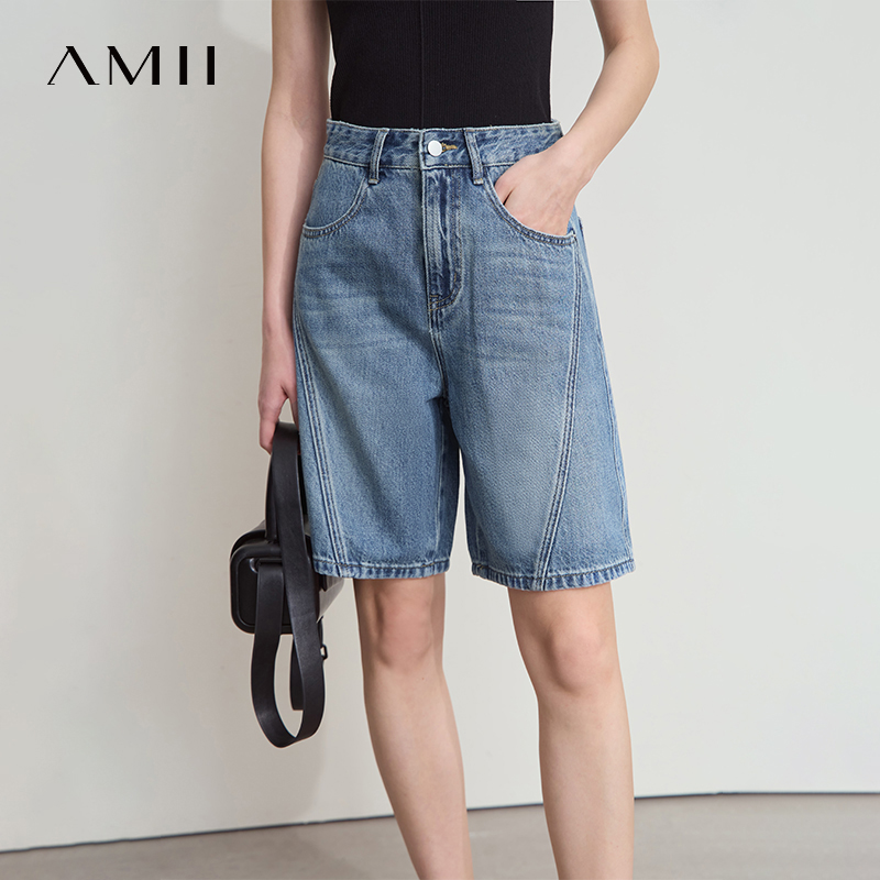 Denim Shorts Women - AMII Dames Jeans Shorts Minimalistisch 2025