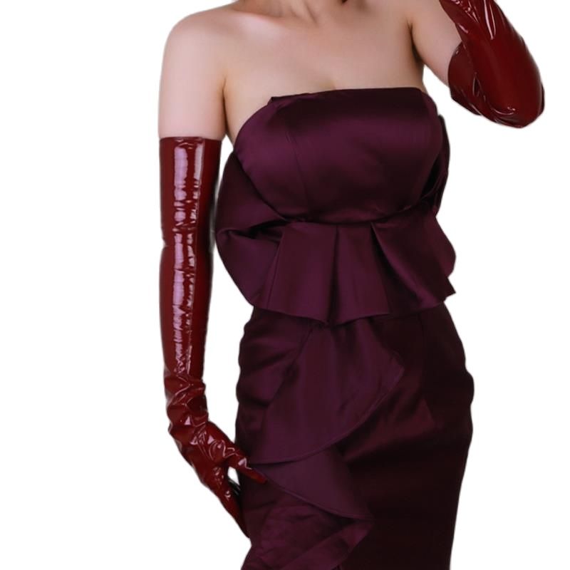 Women Fashion Over 60 - 60 cm extra lange lakleren handschoenen