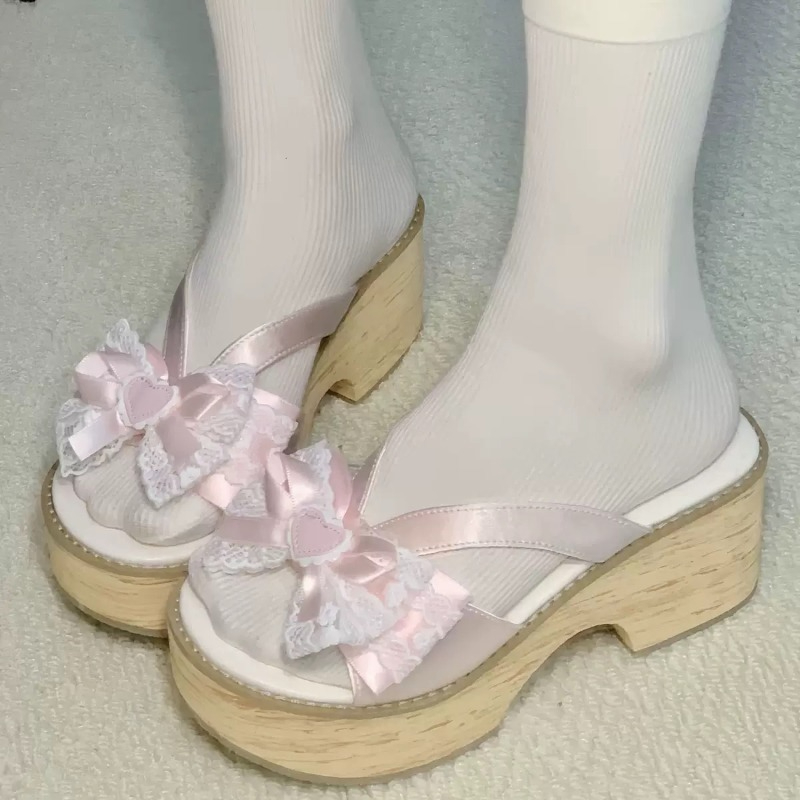 Women'S Fashion Line - Sweet Bow Wood Grain Dikke Bodem