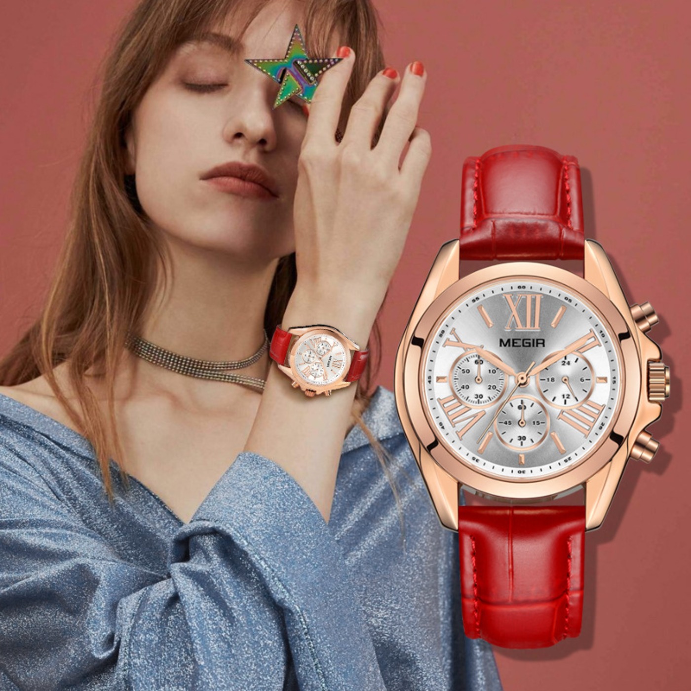 Women'S Fashion Brands - MEGIR Nieuwe Luxe Lederen Horloge Vrouwen