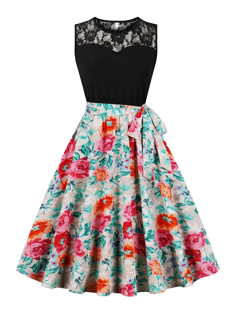 Women'S Fashion Of The 50S - Elegante mouwloze geplooide midi-jurk met hoge