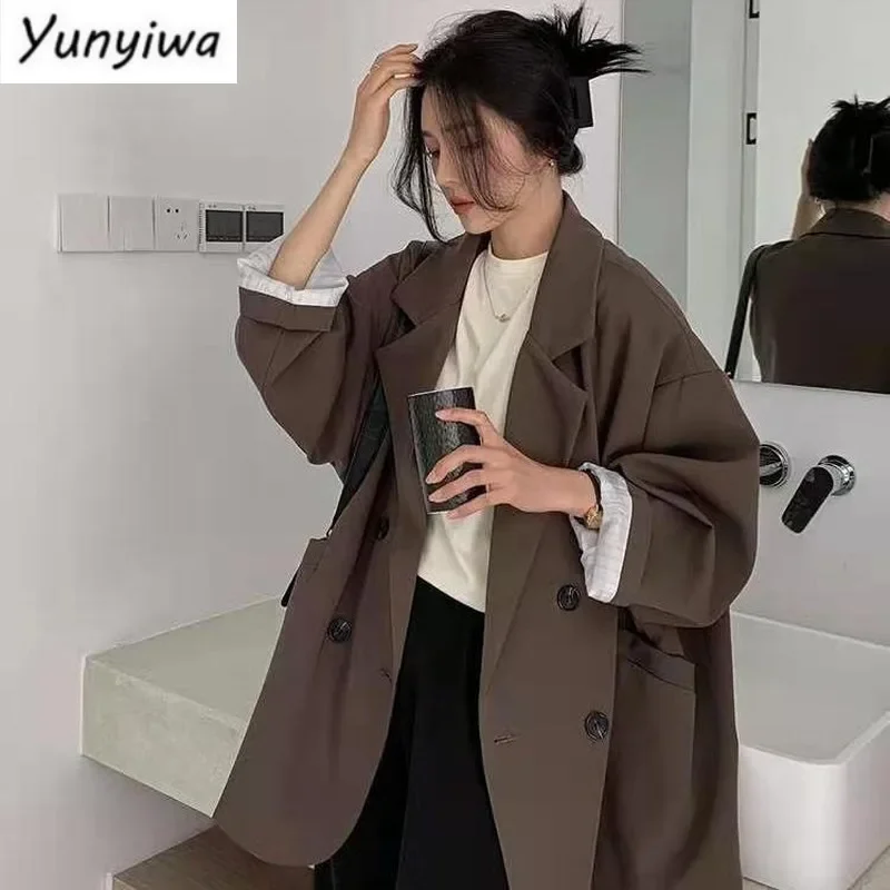 Blazer Women Oversized - Vintage bruine blazer dames elegante officiële