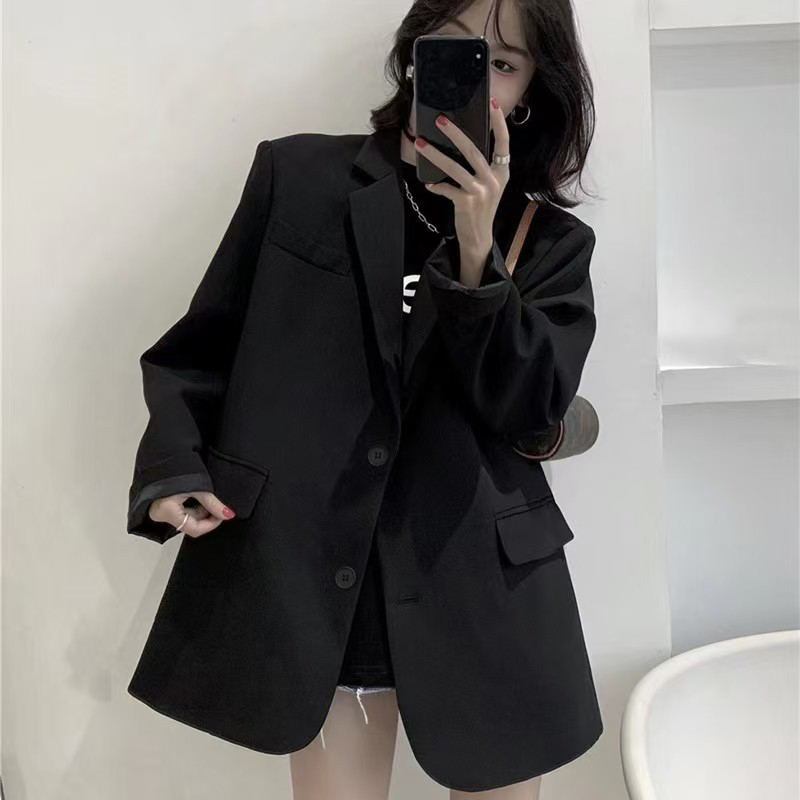 Blazer Women Oversized - Koreaanse Single Breasted Zwart Jasje Damesmode