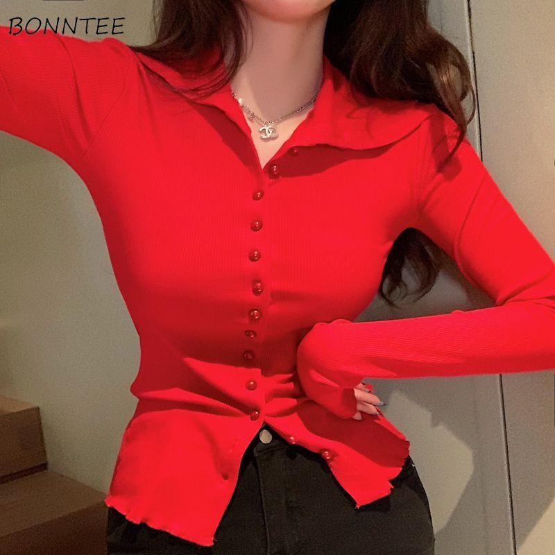 Women'S Y2K Fashion Aesthetic - Shirts Vrouwen Skinny Elegante Eenvoudige Sexy