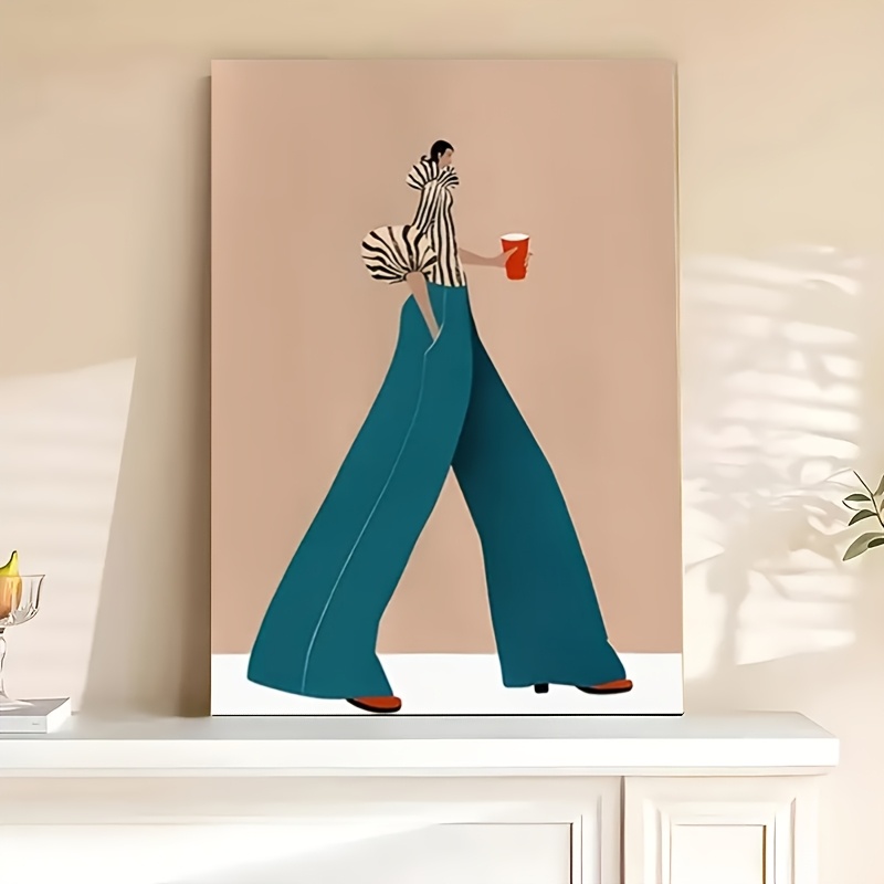 Women'S Fashion Trousers - Modieuze blauwe broek vrouw poster prints