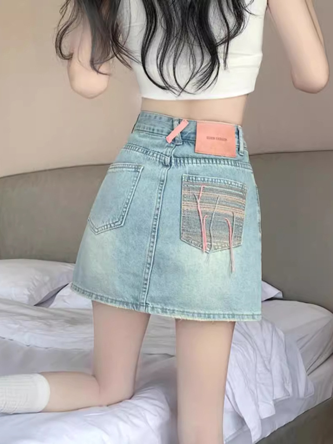 Vintage gewassen denim rokje v - Denim Shorts Women recensie en prijs