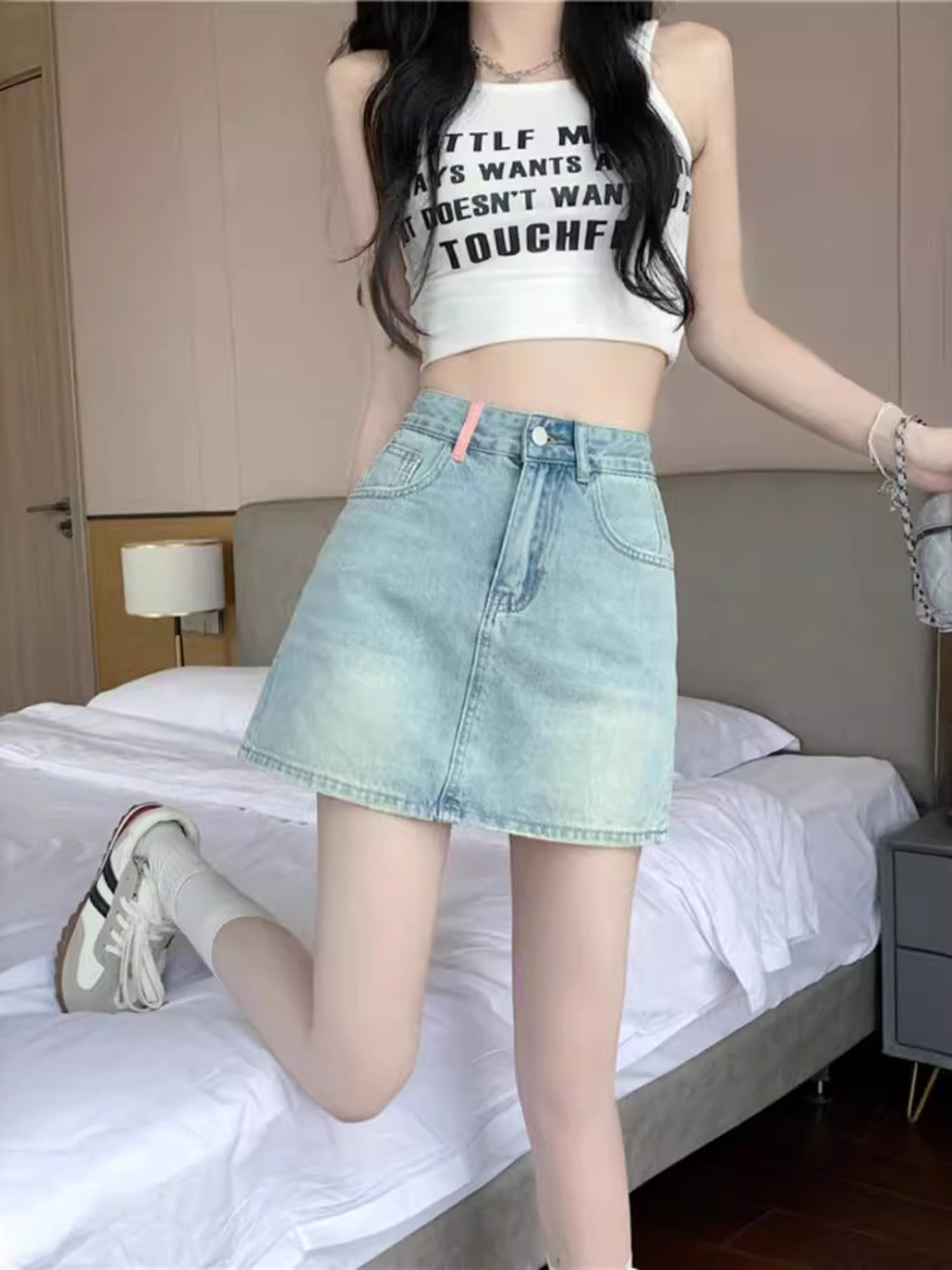 Vintage gewassen denim rokje v - Denim Shorts Women recensie en prijs