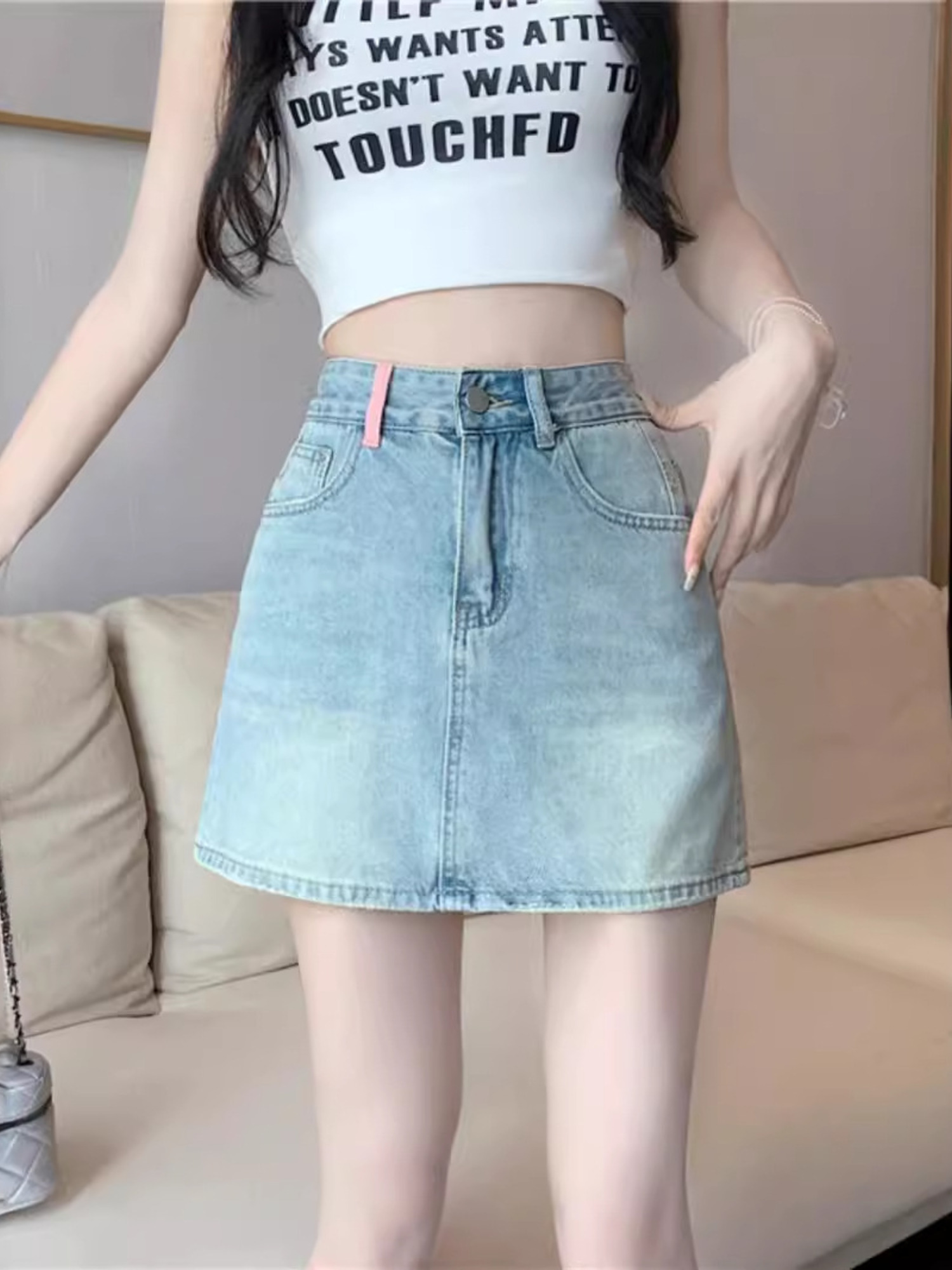 Vintage gewassen denim rokje v - Denim Shorts Women recensie en prijs