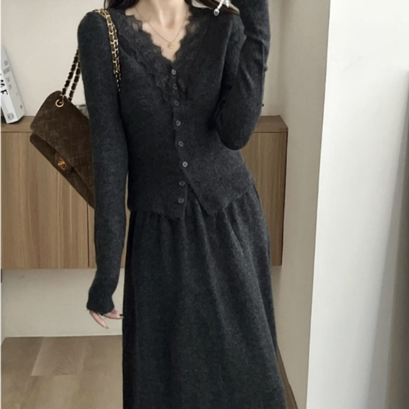 Koreaanse Kant Lange mouwen Ge - Longline Cardigan Knit recensie en prijs