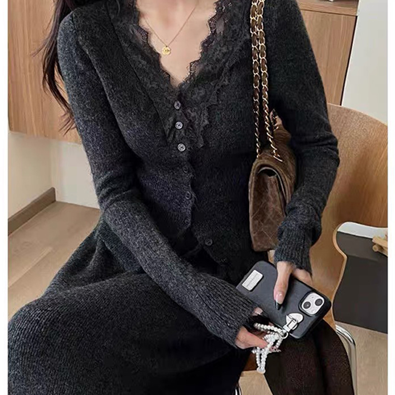 Koreaanse Kant Lange mouwen Ge - Longline Cardigan Knit recensie en prijs
