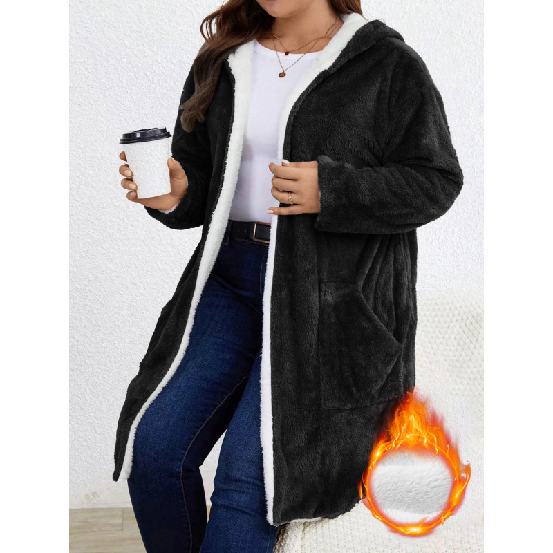 Plus Size Dames Fuzzy Fleece L - Longline Cardigan Knit recensie en prijs
