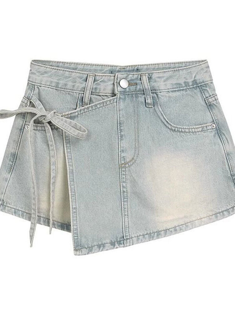 Dames denim skort met hoge tai - Denim Shorts Women recensie en prijs