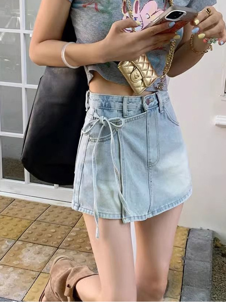 Dames denim skort met hoge tai - Denim Shorts Women recensie en prijs