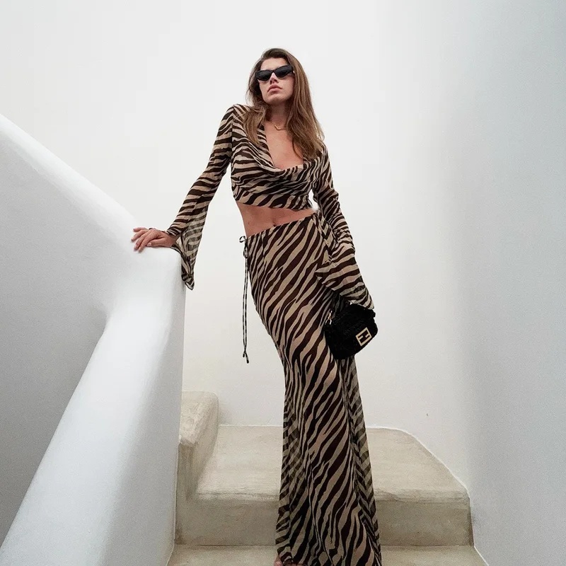 Zebra-print top en lange rok s - Maxi Dress Boho recensie en prijs