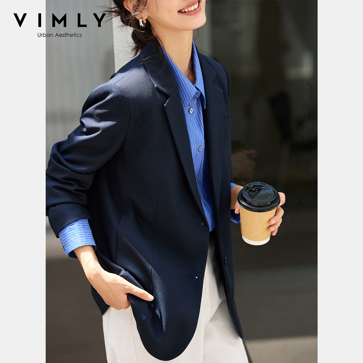 VIMLY Marineblauwe damesjassen - Blazer Women Oversized recensie en prijs