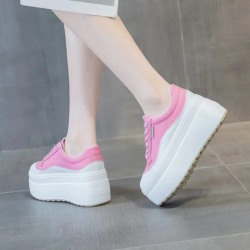 8 cm Nieuwe Canvas Echt Leer V - Sneakers Fashion Women recensie en prijs