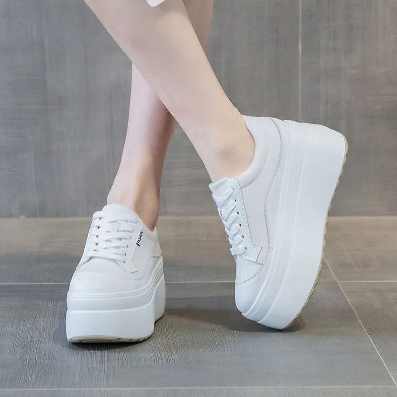 8 cm Nieuwe Canvas Echt Leer V - Sneakers Fashion Women recensie en prijs