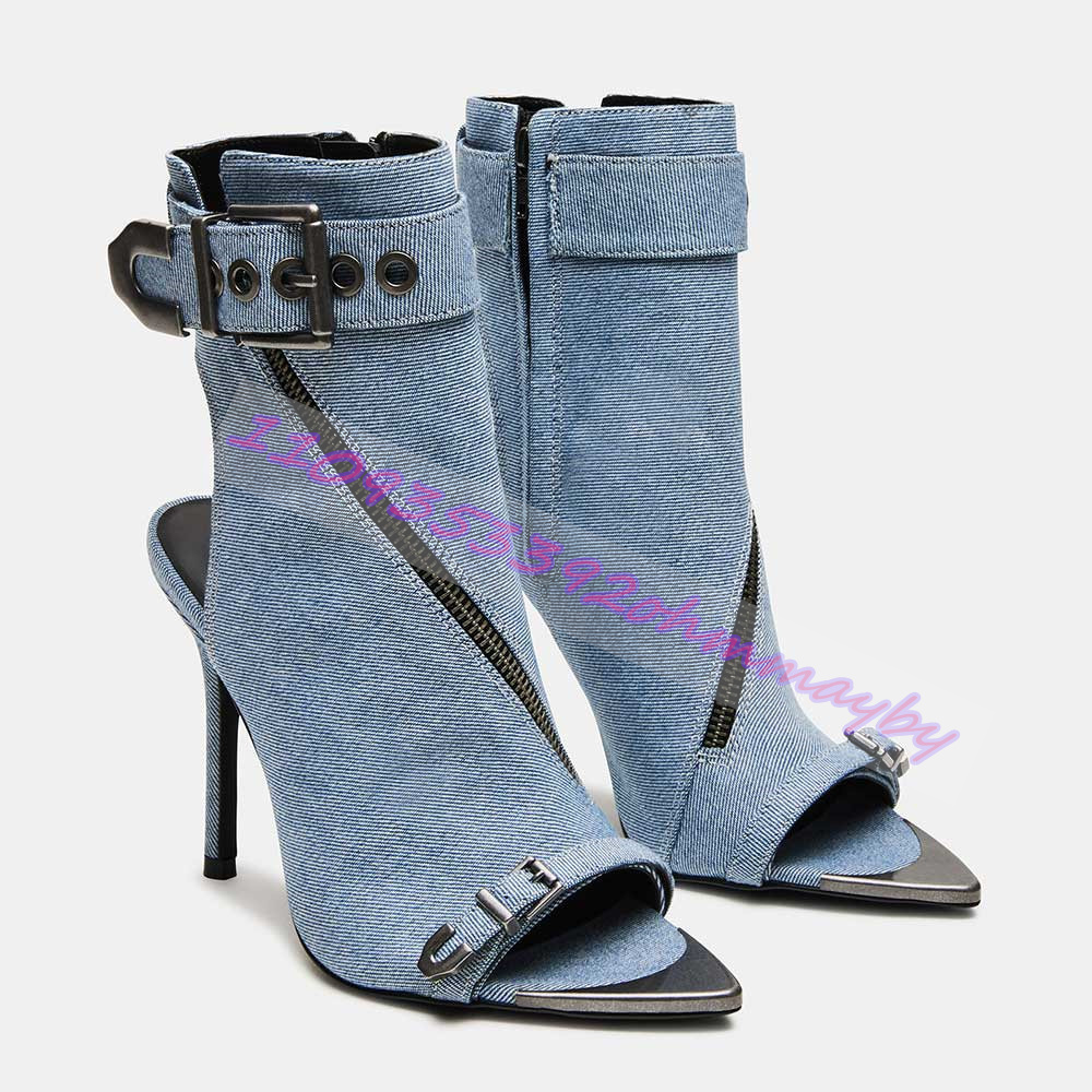 Zomer blauwe denim laarzen met - Women Fashion Show recensie en prijs