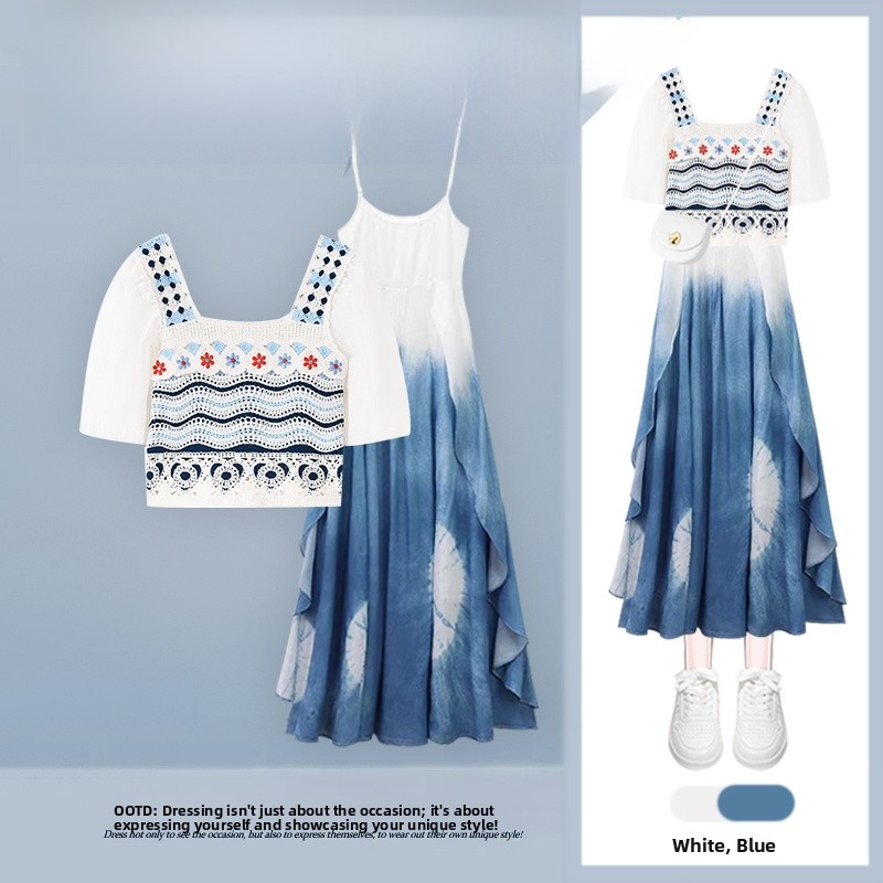 Retro gebreide top met bloemen - Tie Dye Two Piece recensie en prijs