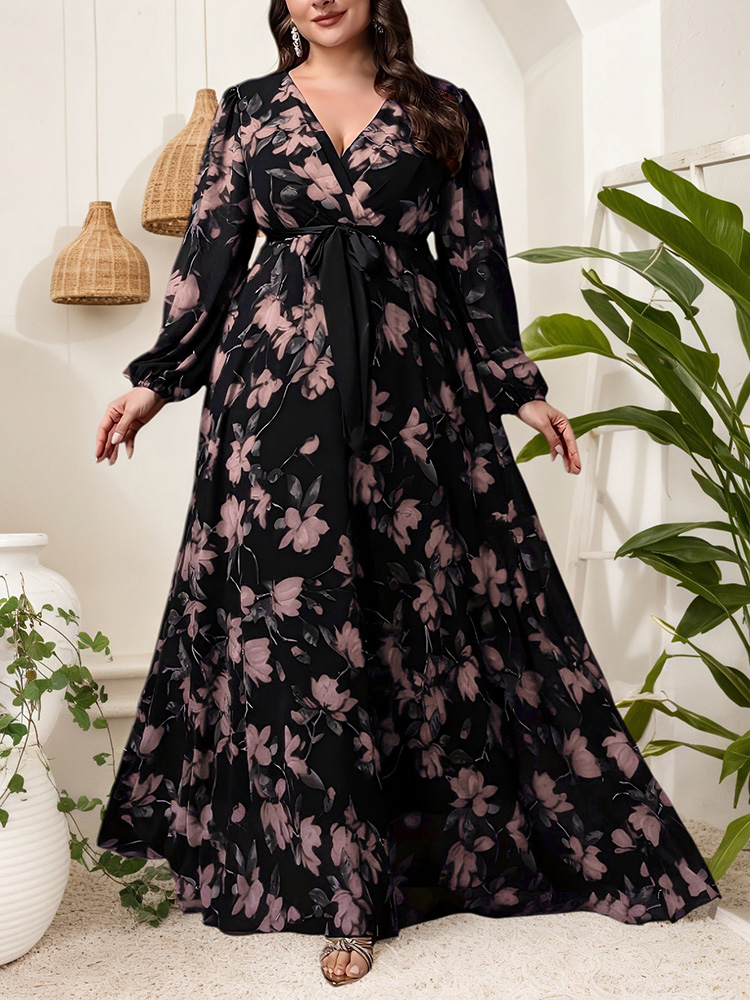 GIBSIE Plus Size Bloemenprint  - Maxi Dress Boho recensie en prijs