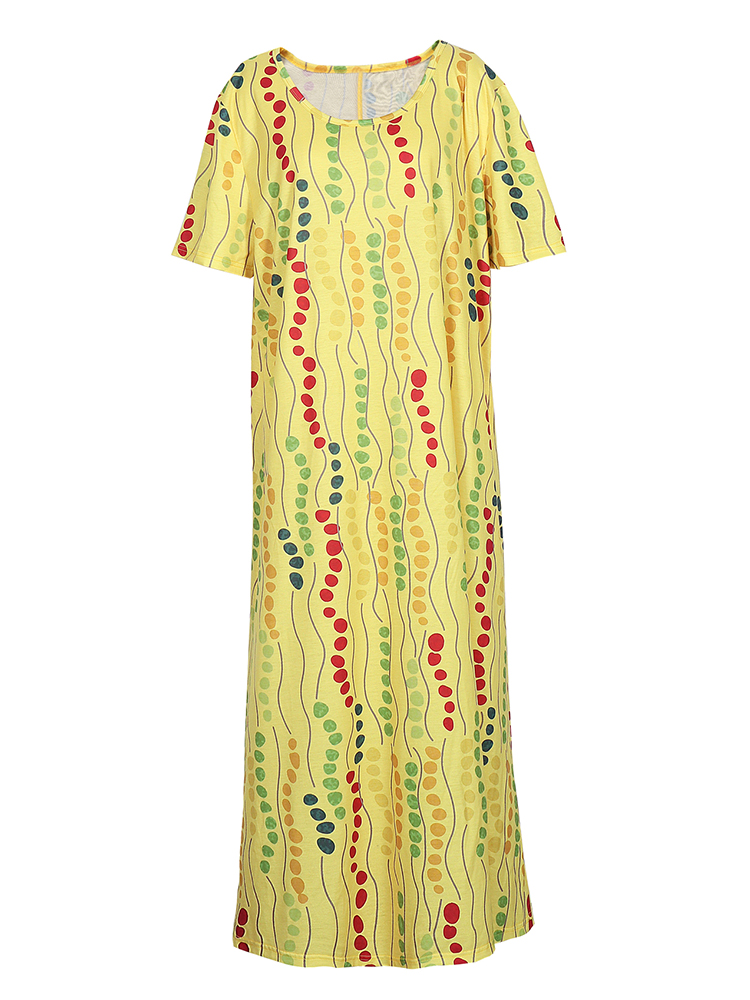 Plus size gele midi-jurk met p - Maxi Dress Boho recensie en prijs
