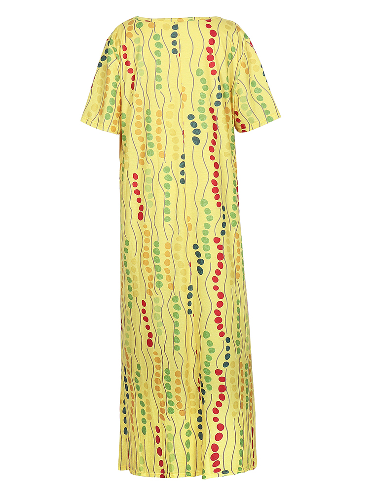 Plus size gele midi-jurk met p - Maxi Dress Boho recensie en prijs