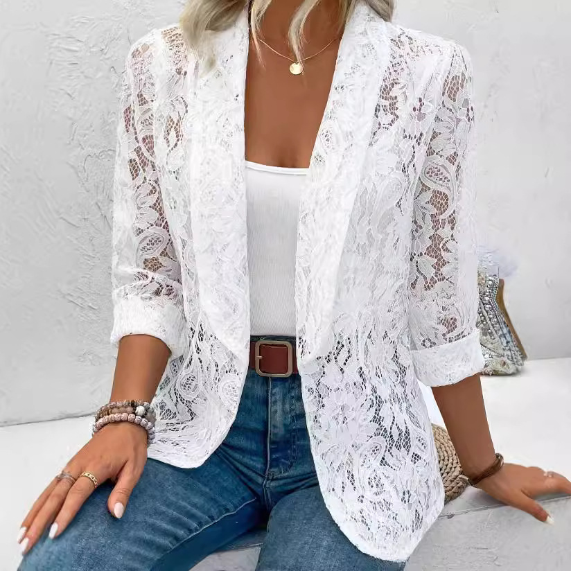 Zomer wit kant uitgehold dames - Blazer Women Oversized recensie en prijs